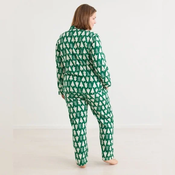 ⚡️Like-New⚡️Hanna Andersson Green and White Flannel Pajama Set - Picture 5 of 8